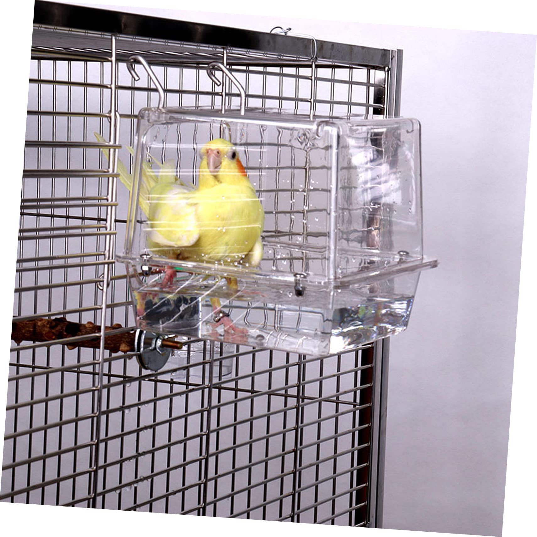TOYANDONA Acryl Vogelbadewanne zum Aufhängen für Käfig, Auslaufsicher | Papageien Duschbox, Hänge Design, für Papagei und Vogel, Kompakte Käfiglösung