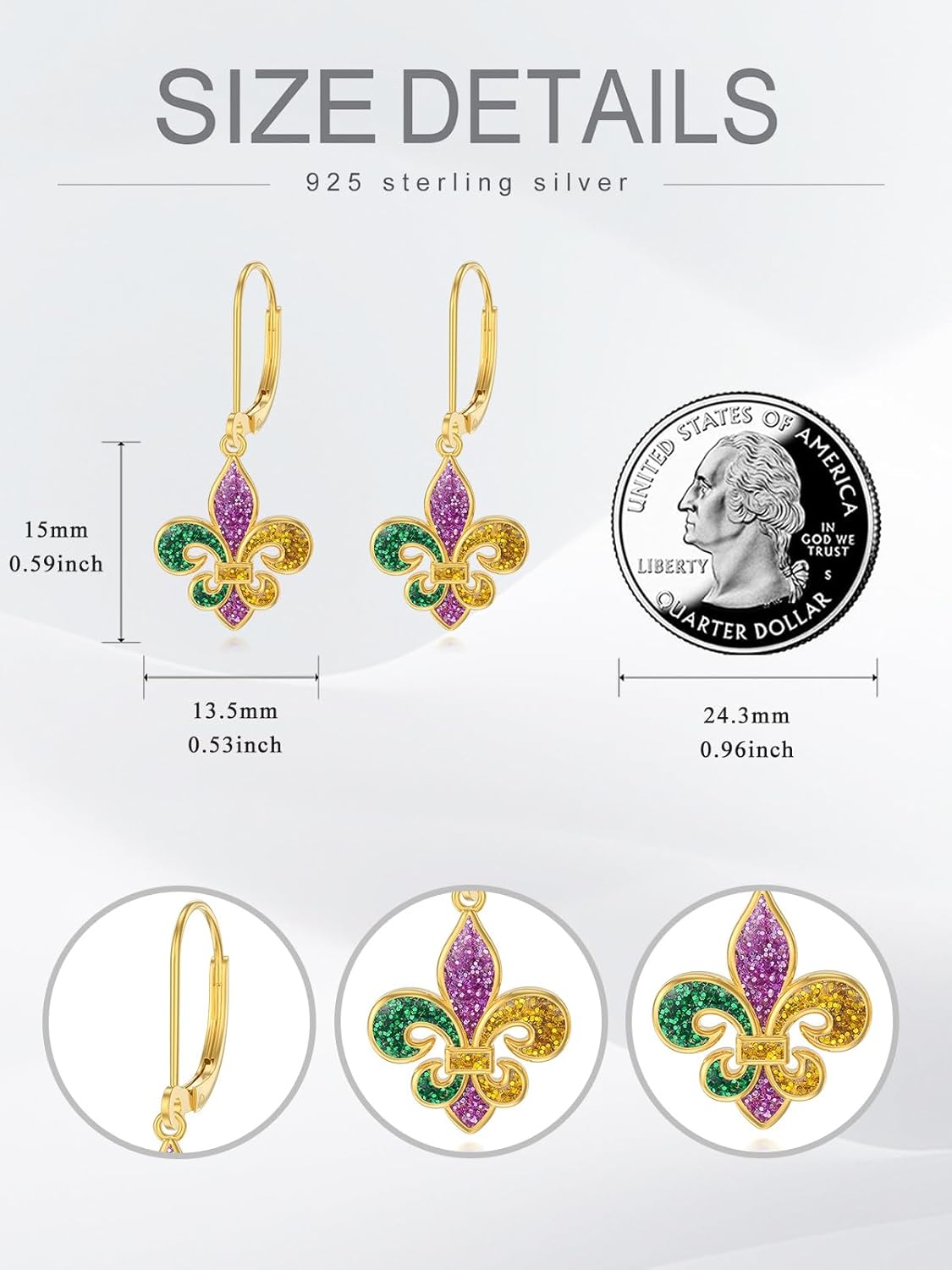 St Patrick's Earrings Four Leaf Clover/Shamrock Hat/Rainbow/Mardi Gras Fleur De Lis Earrings 925 Sterling Silver Celtic Knot Clover Dangle Earring St Patricks Day Jewelry for Women - Image 5