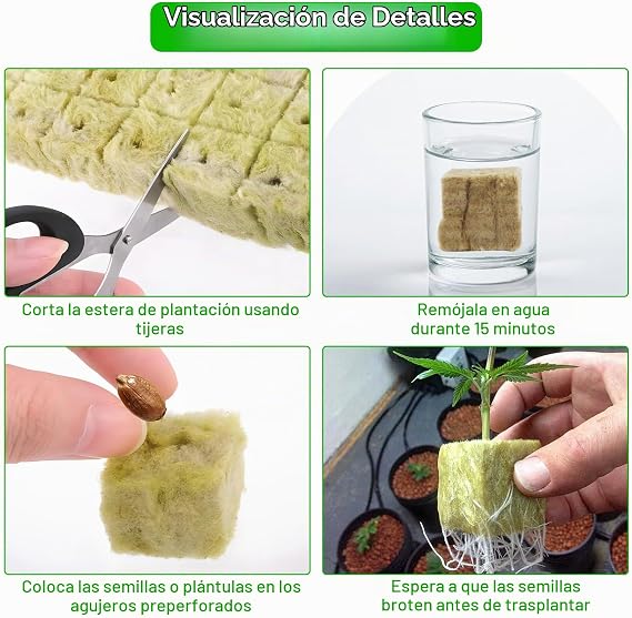 50 Pcs Rock Wool Cubes with 50 Holes, 25 x 25 x 25 mm Hydroponic Growing Cubes for Greenhouse Planting Hydroponics, Soilless Growing and Seedlings