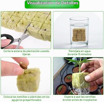 50 Pcs Rock Wool Cubes with 50 Holes, 25 x 25 x 25 mm Hydroponic Growing Cubes for Greenhouse Planting Hydroponics, Soilless Growing and Seedlings