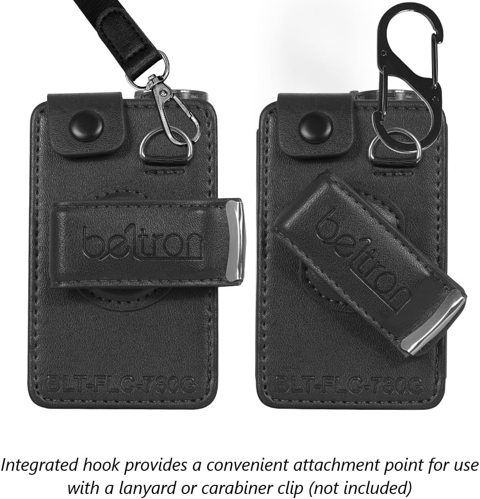 BELTRON Case for Medtronic MiniMed 780G 770G 670G 630G 640G Insulin Pump – Leather Case with Built-in Screen Protection & Rotating Metal Belt Clip (Black)