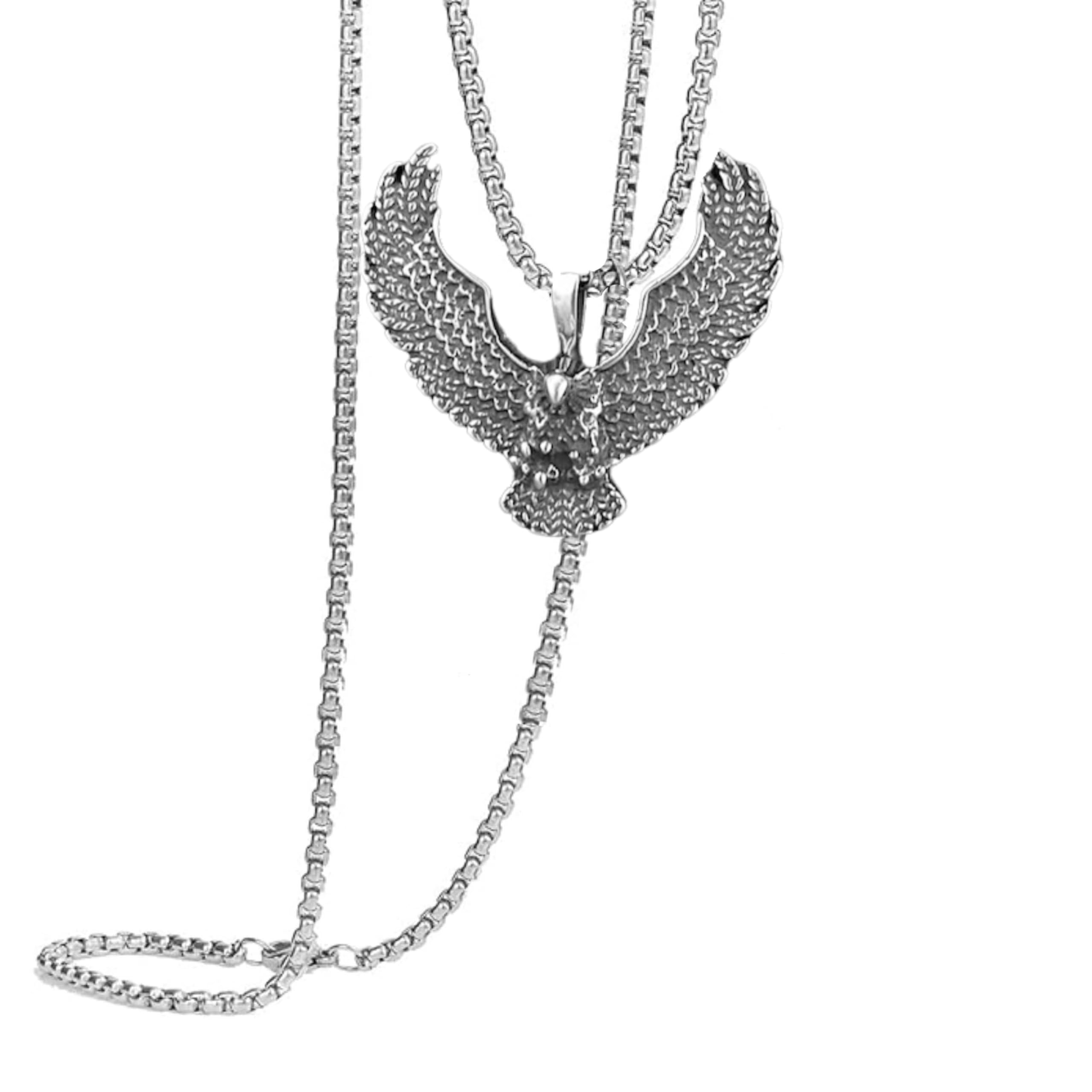 Men Retro Pure Titanium Steel Eagle Pendants Design Necklace with Metal 24inch Round Box Chain, European trending Style Hip Hop Necklace for Men & Boy SPnL202508-image-45