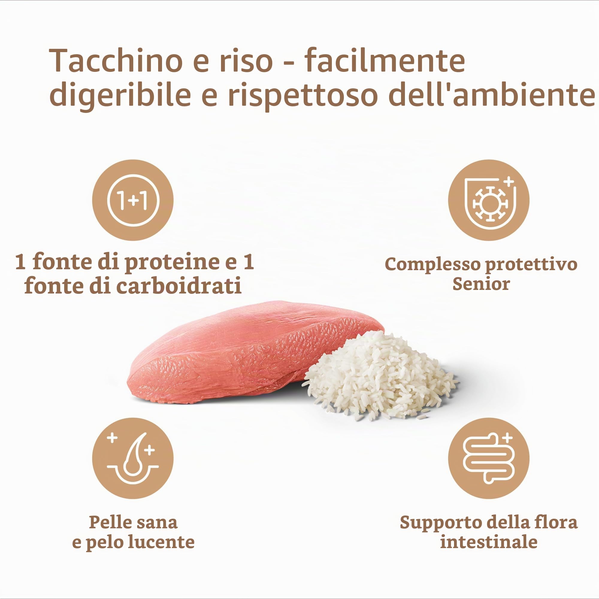 MERA “Pure Sensitive Senior” - Crocchette con tacchino e riso per cani, cibo secco per la dieta quotidiana di cani anziani sensibili all’alimentazione