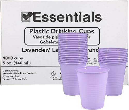 Essentials Healthcare Products Essentials Vasos de plástico para beber tazas de lavanda de 5 onzas una caja de 1000 tazas