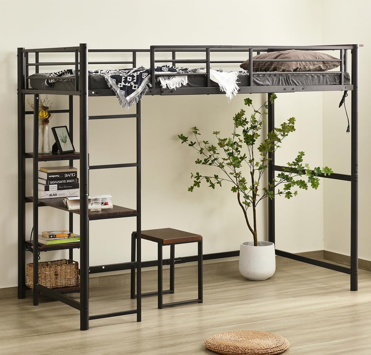 Amazon.co.jp: Simpolu ロフトベッド シングル パイプベッド ロフト