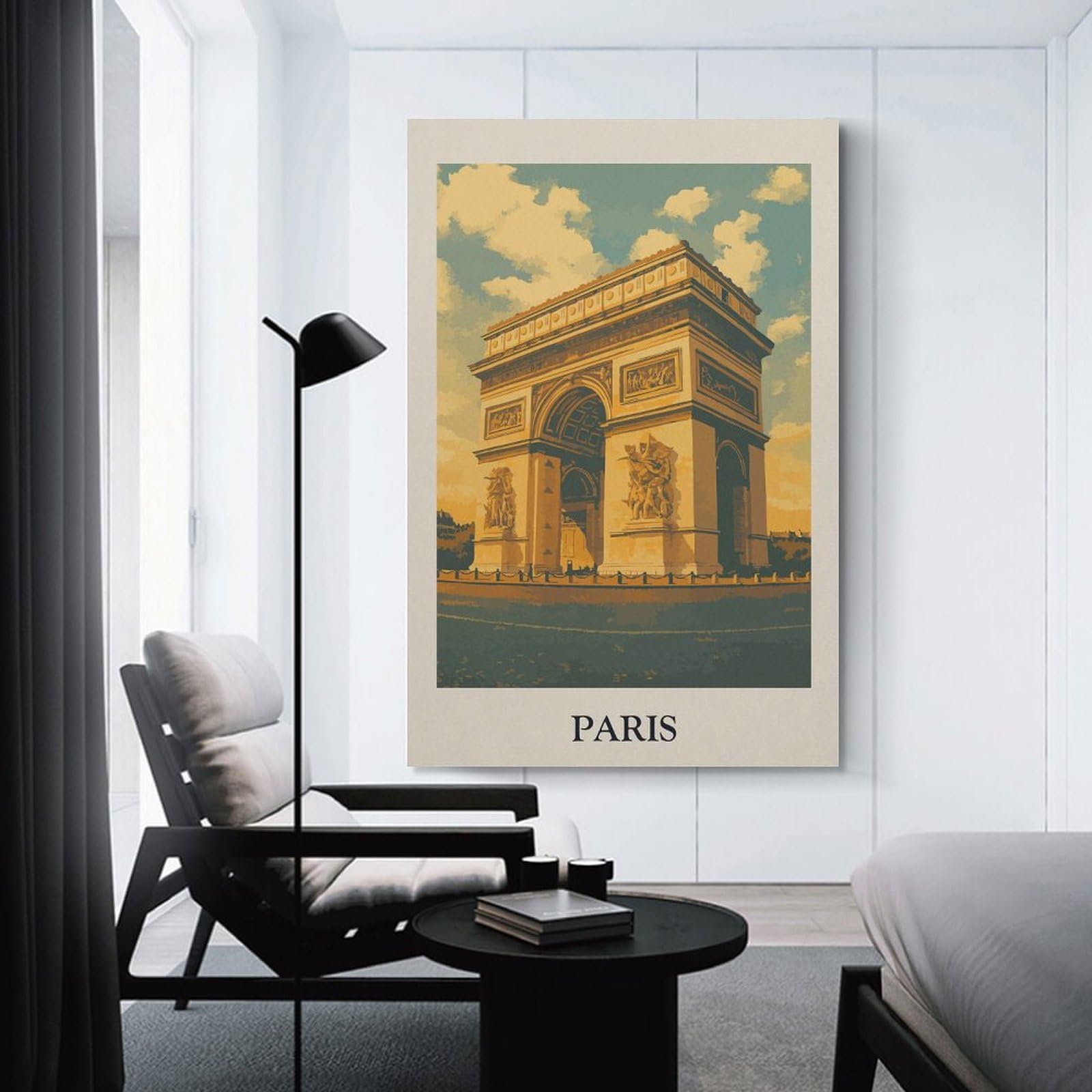 Junmoney Wall Picture Print Arc De Triomphe Paris Vintage, 24x36inch(60x90cm), for Workspace Walls, Study Corners Or Bedrooms, A Smart Decor Choice for Study Walls