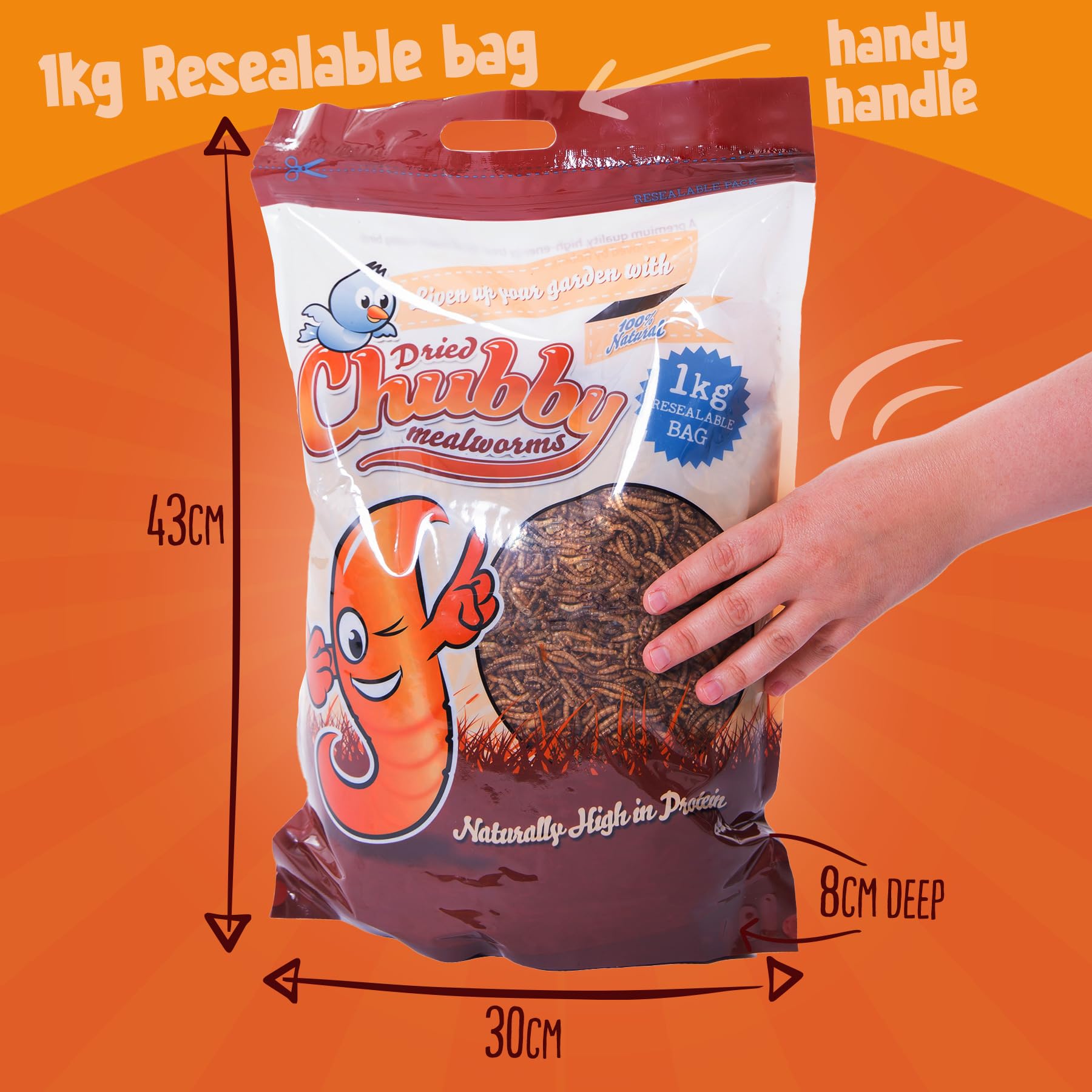 Vermi Della Farina Essiccati Chubby Mealworms - Mix Con Calciworms Per Uccelli Selvatici E Rettili | 3 Litri - Foto 9