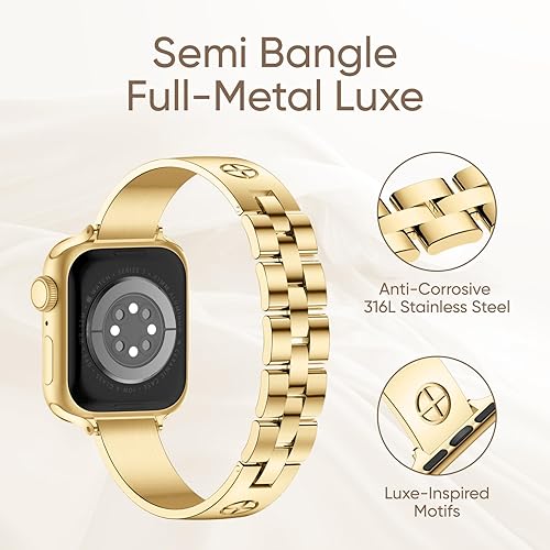Miniatura 3 de Missair Compatible con Apple Watch Band de 1.496 in, 1.575 in, 1.614 in, 1.654 in, 1.732 in, 1.772 in, correa de metal de acero inoxidable para