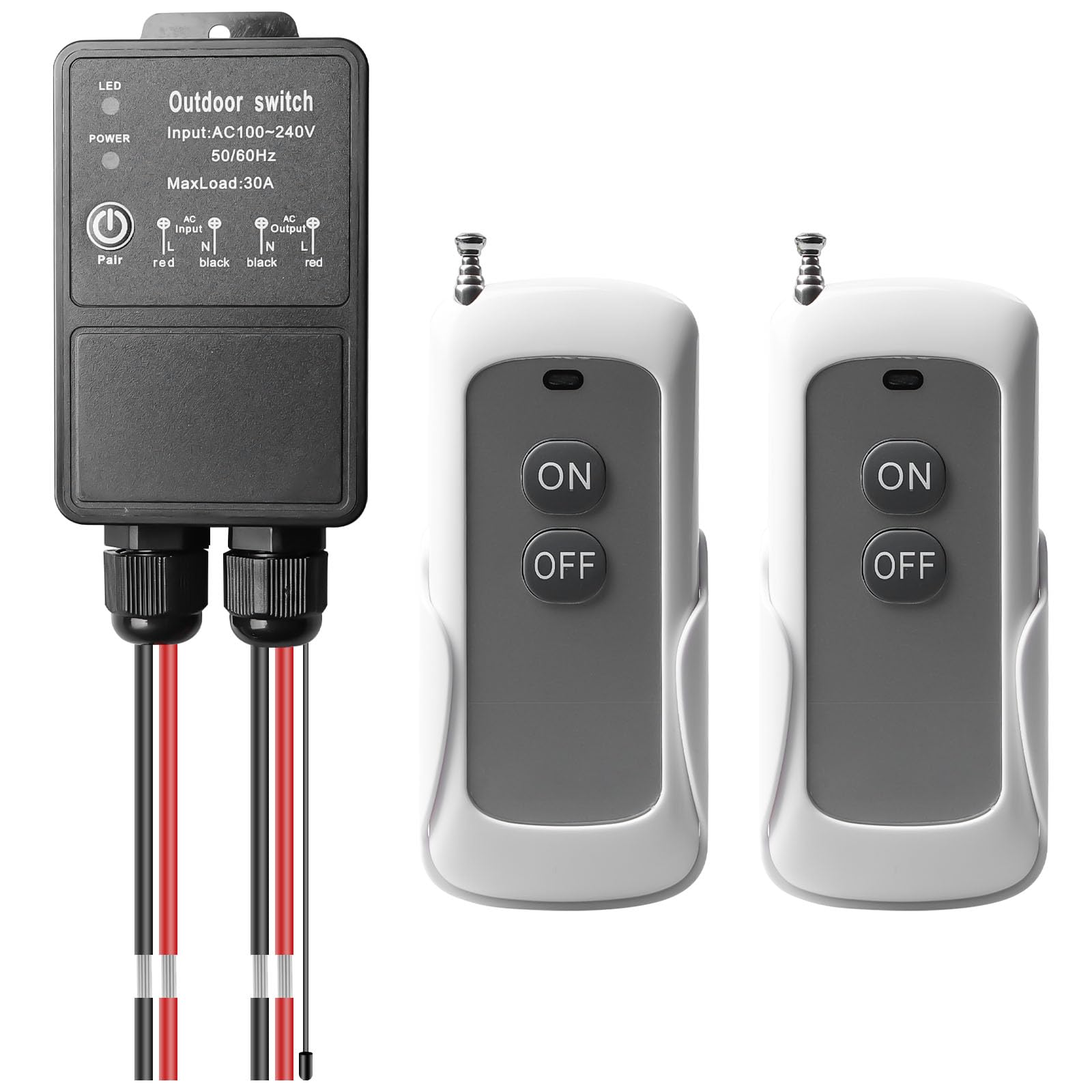 Interruptor Remoto Inalámbrico 30A - 240V, Alcance 50 M, Resistente Al Agua, Para Puertas De Garaje, Bombas, Luces