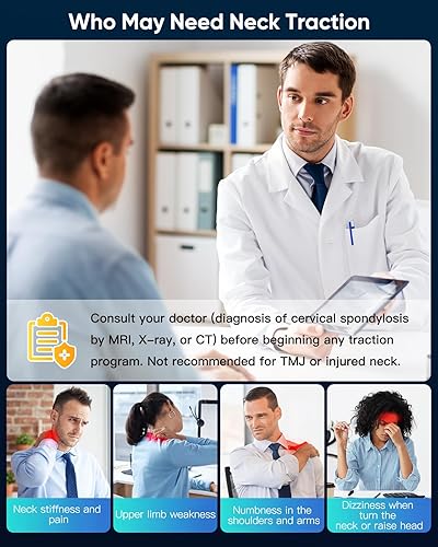Miniatura 10 de Dispositivo de Tracción Cervical Ensanchador de Cuello para Alivio del Dolor Cervical, Bomba de Aire Eléctrica con 3 Potencias de Tracción, 8 Bolsas