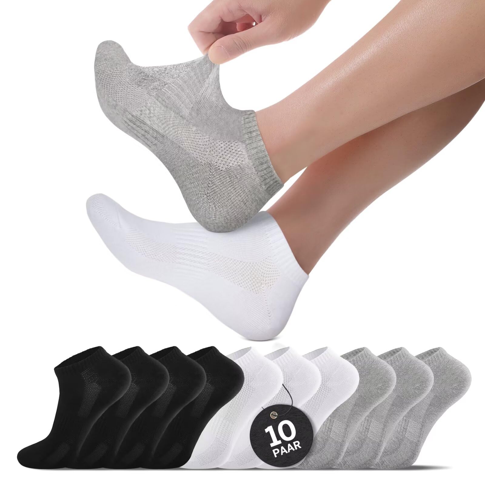 Momoshe 10 Pares Calcetines Tobilleros Hombre Mujer Calcetines Deporte Hombre Calcetines Running Mujer Calcetines Cortos Algodon Unisex