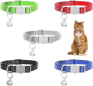 5 Stück Halsband Katze, Katzen Halsband, Katzenhalsbänder, Reflektierend, mit Glöckchen, Weich, Verstellbar, für Kleine, Mittelgroße und Große Hunde und Katzen product image