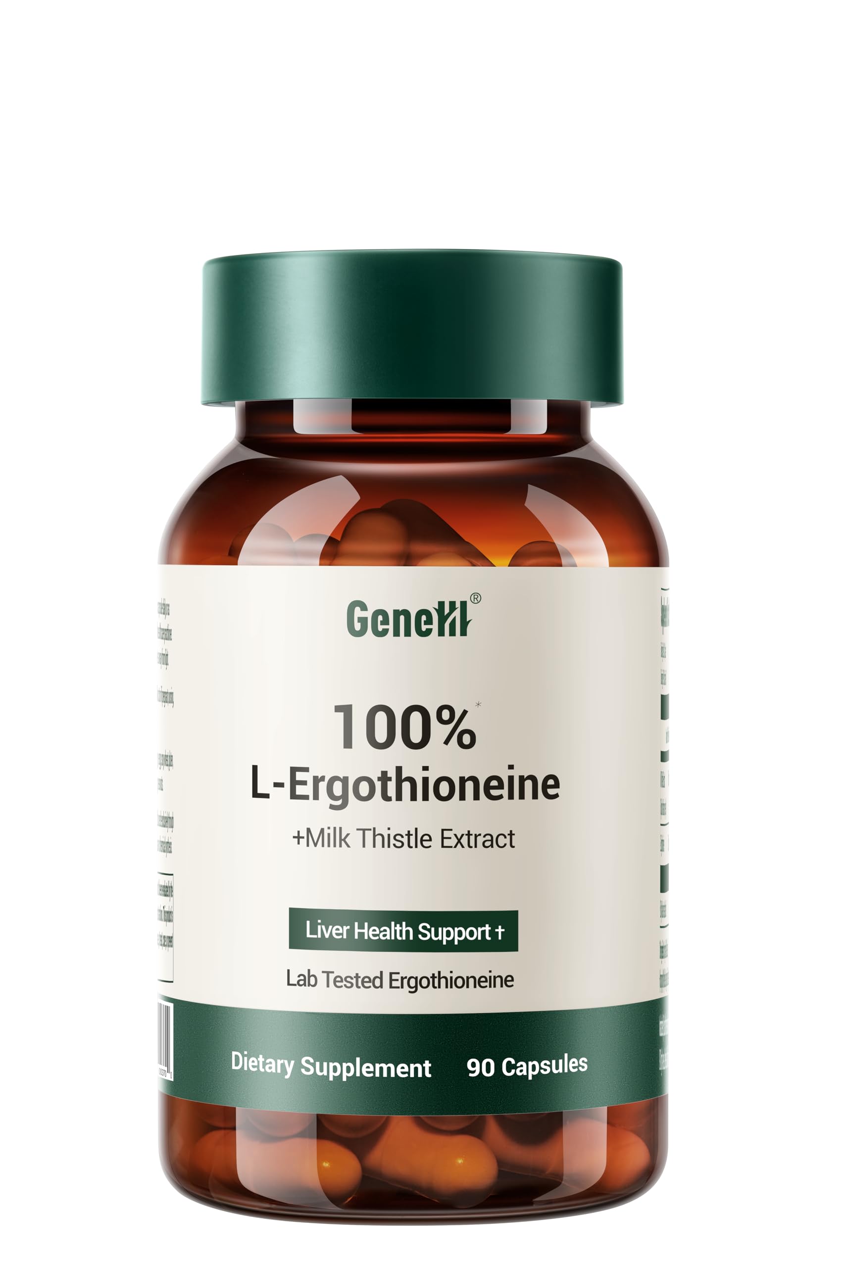 L-Ergothioneine + Milk Thistle Supplement - Clinically Studied Liver & Immune Support - 30mg 99.99% Pure Ergothioneine, Vegan, Antioxidants for Cellular Health - 90 Count L-Ergothioneine + Milk Thistle 90 Count (Pack of 1)
