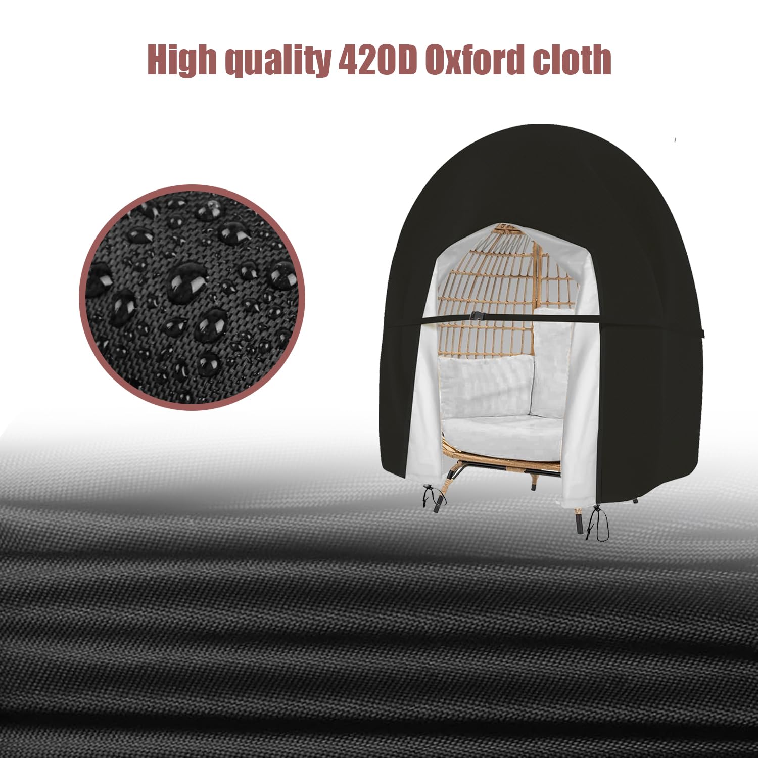 Funda para silla de huevo doble, impermeable, para colgar en el patio, con cremallera extragrande, columpio de mimbre para exteriores, muebles de mimbre para exteriores, fundas para sillas de 6