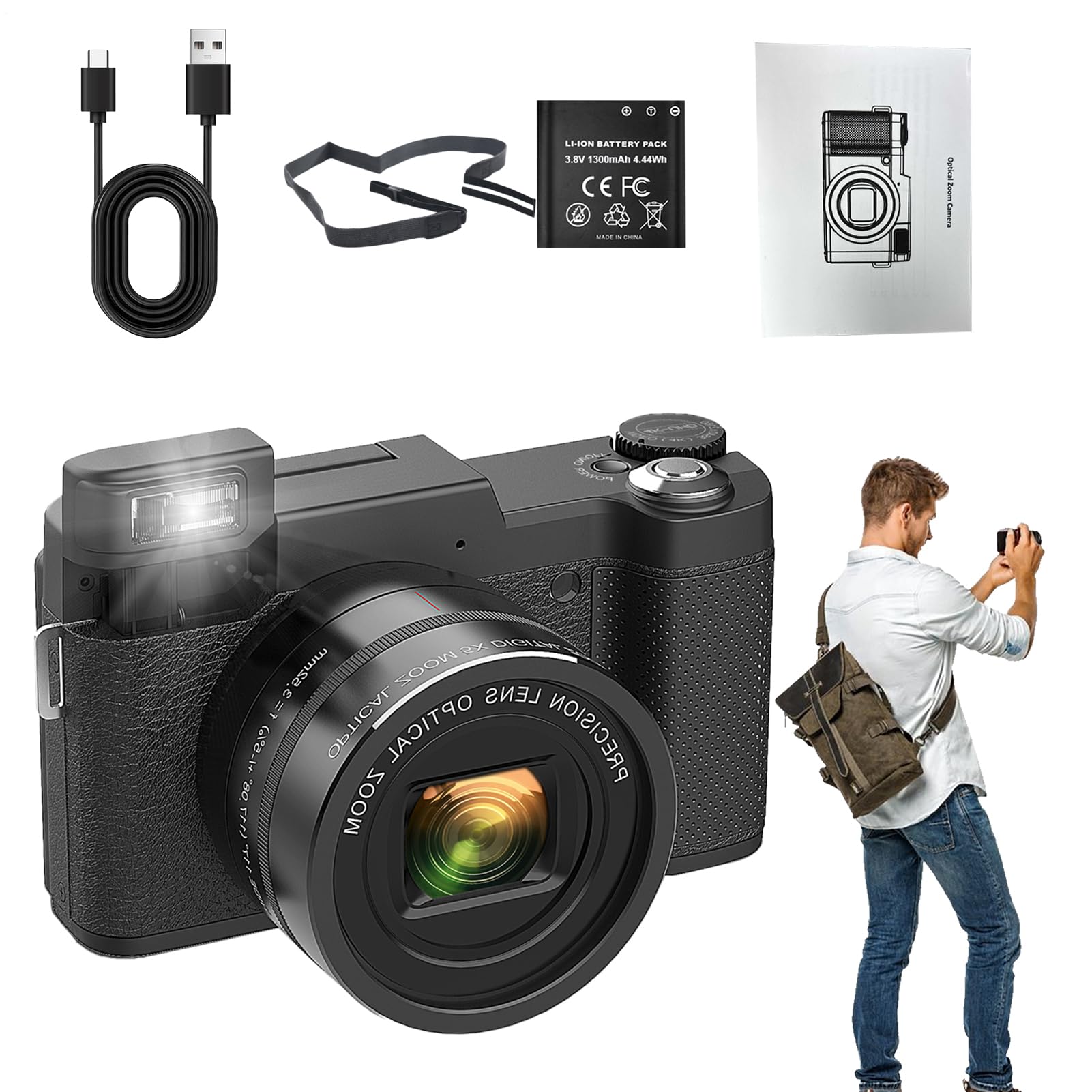 Fotocamera digitale 40x con zoom ottico 4k | Fotocamera Vlogging con sensore da 48 megapixel | Fotocamera fotografica avanzata | Attrezzatura fotografica professionale per documentari, vlog e
