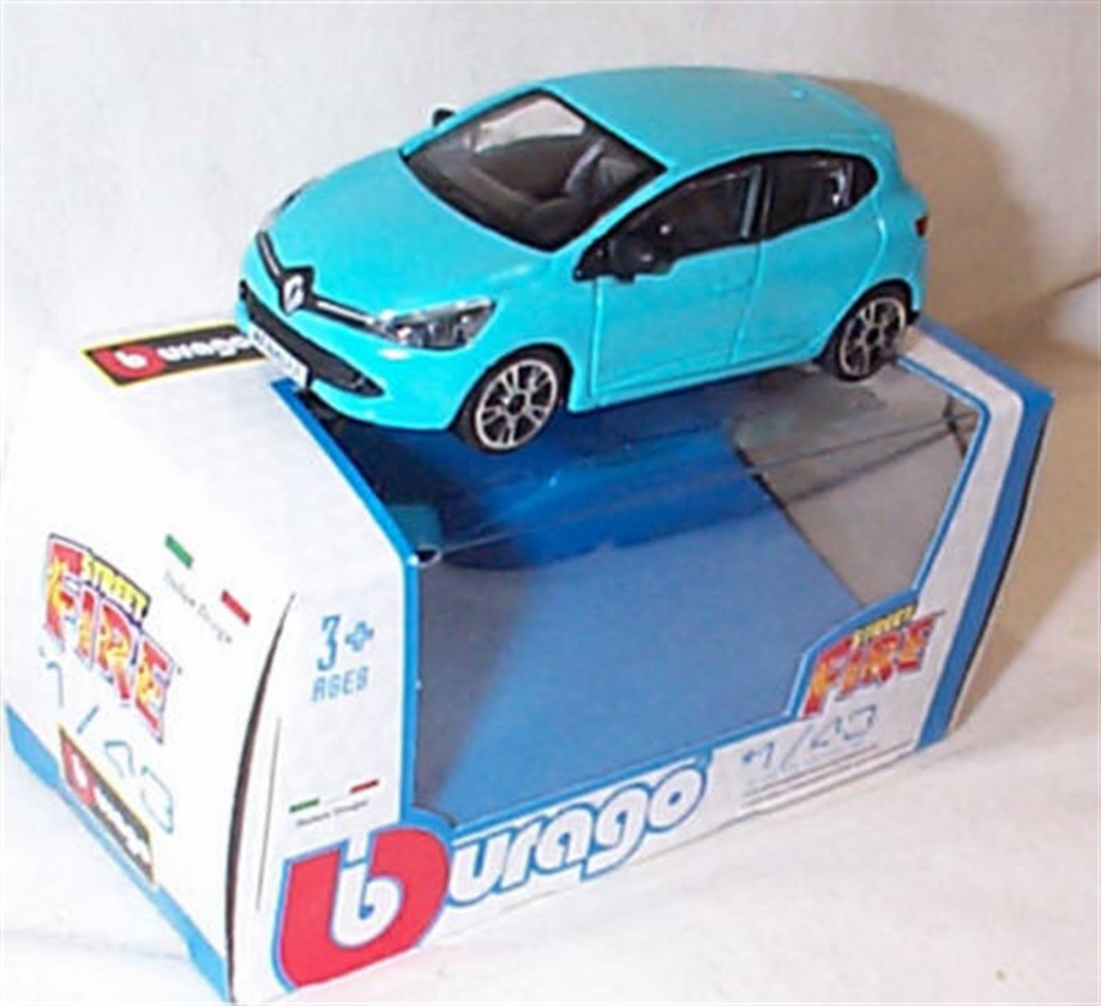 Burago Street fire R’ENAULT’ Clio in Blue car 1:43 scale Diecast model