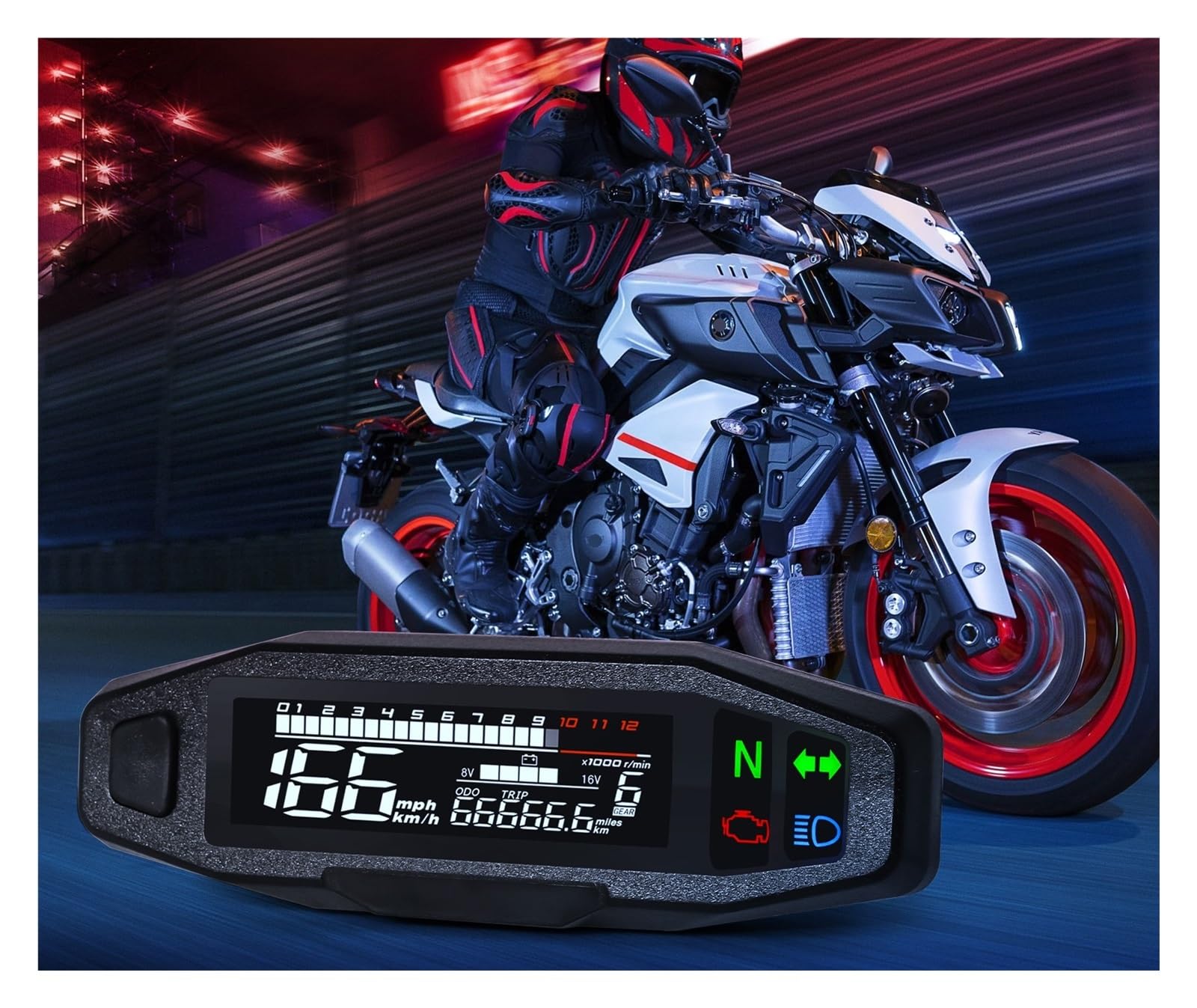 Contagiri contachilometri Accessori Moto Tachimetro Universale LED Cruscotto Digitale Km/h MPH Contachilometri Sensore Contachilometri Con Staffa Y/Z/W