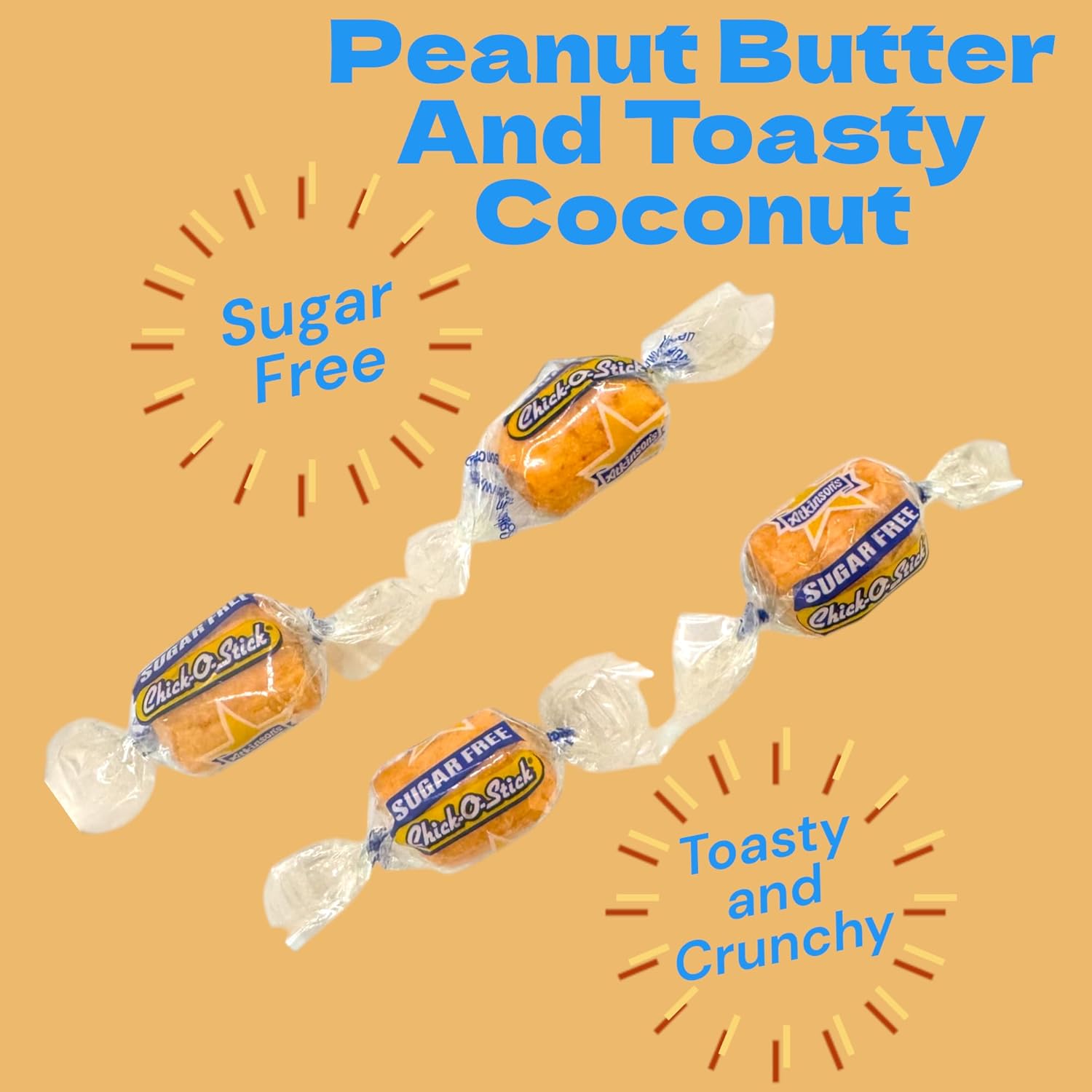 Sugar Free Crunchy Candy Nuggets – 1.5 lbs Crunchy Peanut Butter and Toasted Coconut Candy- Individually Wrapped, Low Carb, Gluten Free, No Added Sugar(24 oz)