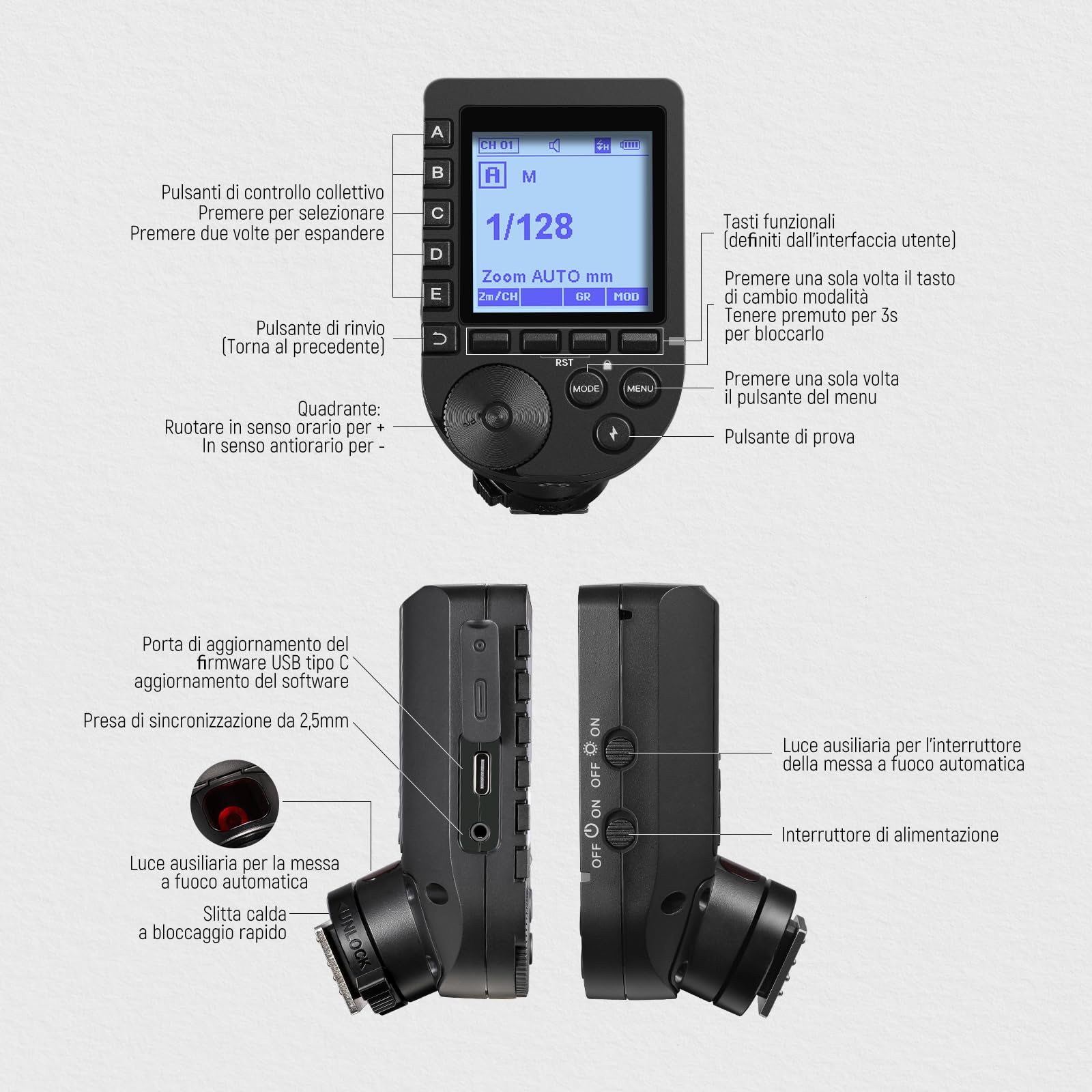 NEEWER QPRO-F TTL Trigger Flash Wireless Migliorato Compatibile con Fujifilm 1/8000s Grande Schermo Inclinato 5 Gruppi 9 Funzioni per Q6 Q4PRO Q120 Z3R Z2PRO Z880 S102-400W PRO