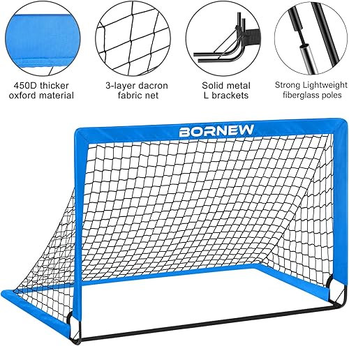 Miniatura 3 de Juego de portería de fútbol infantil para patio trasero  2 redes de fútbol para niños, equipo de entrenamiento, pelota de fútbol, juego de fútbol