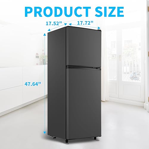 Miniatura 8 de Refrigerador de 4.5 pies cúbicos con congelador, diseño de 2 puertas, control de temperatura de 7 niveles, 5 termostatos ajustables y 4 estantes de