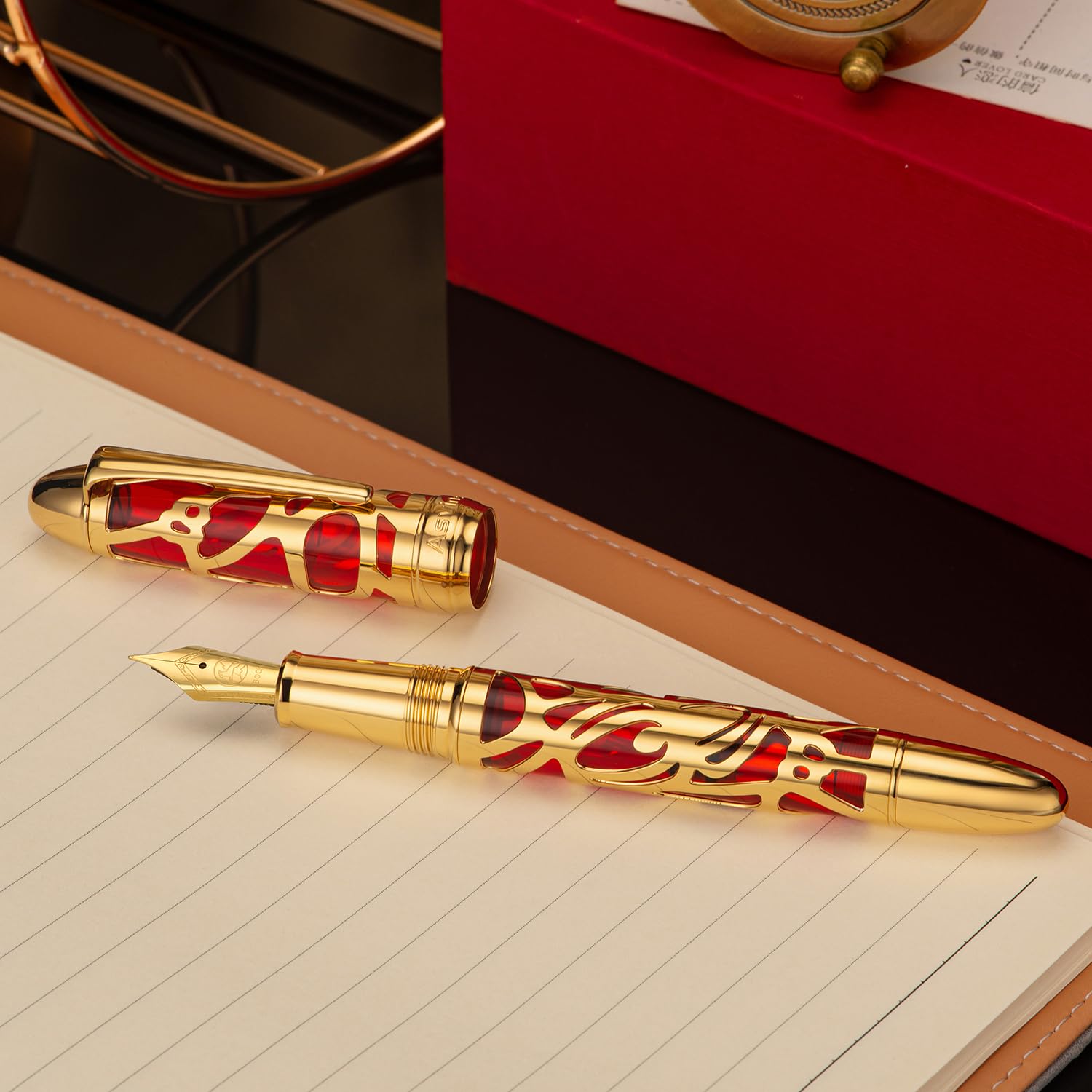 Amazon | Asvine P80 ピストン充填万年筆ボック 極細ペン先 スパイダー