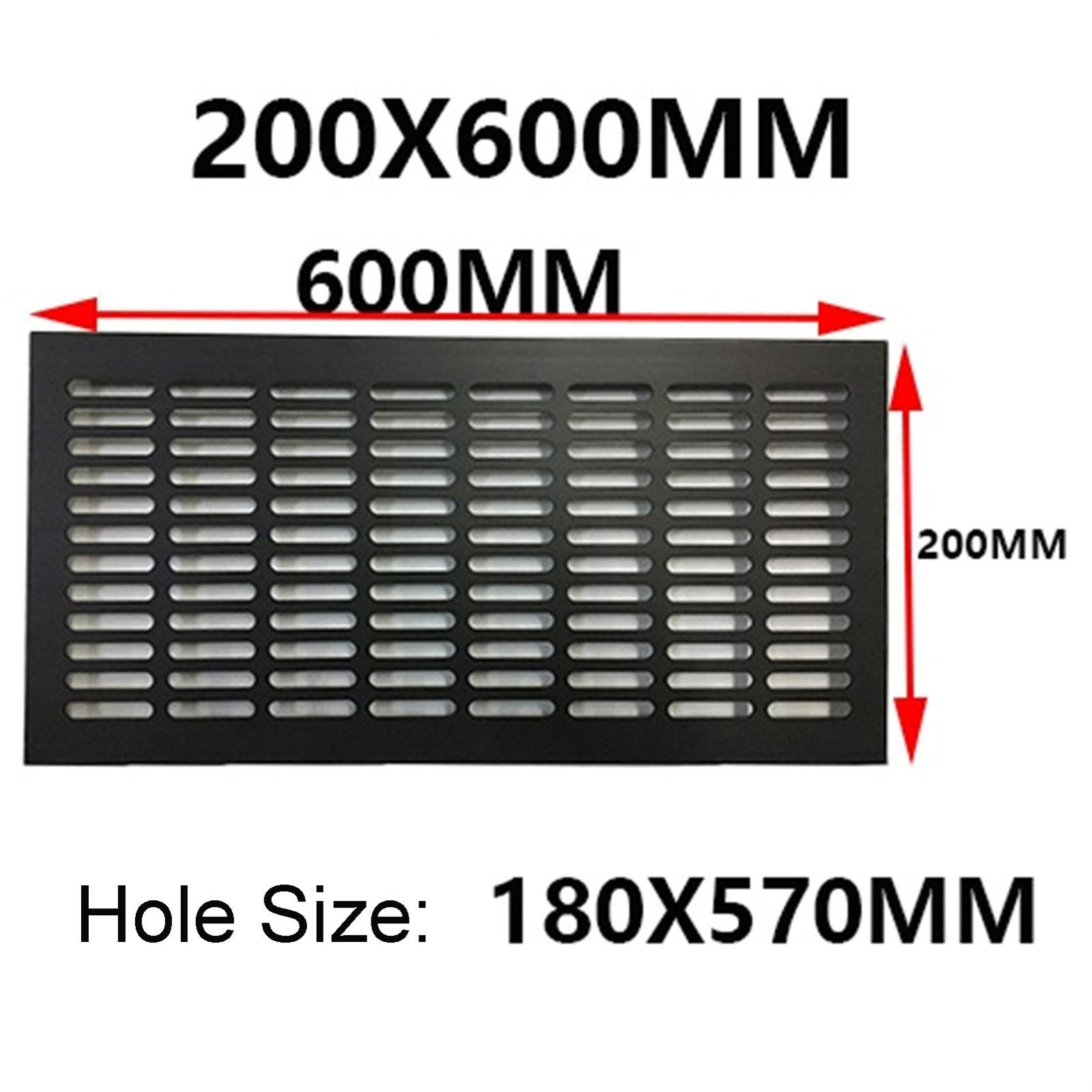 Cubierta de ventilación de aluminio ajustable de alta calidad para paredes, malla de rejilla multicolor Slish (negro, 200 x 600 mm) - Solut de ventilación para cabina y decoración del hogar