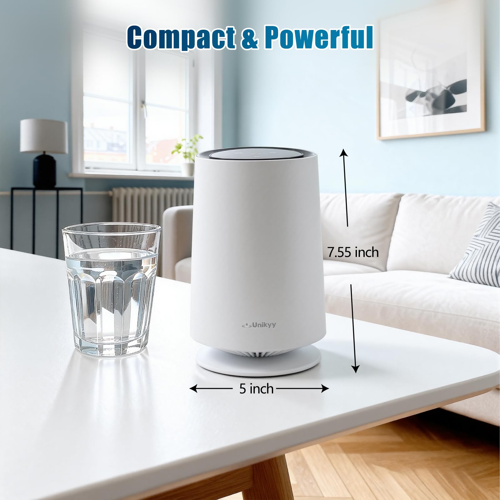 Air Purifiers for Bedroom,Home,Office,Dorm, HEPA Air Filter Super Quiet with LED Night Light,USB,for Smoke Pollen Pets Dust Odors in Office Desktop Air Cleaner,LumiAir Mini