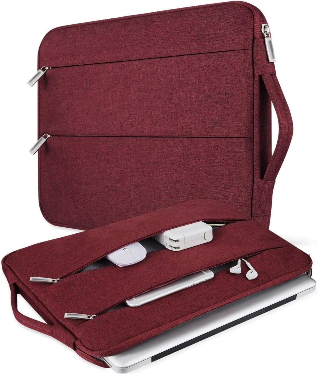 Sponsored Ad - Dynotrek Mock 13.3 inch MacBook Laptop Sleeve Case Cover Pouch Hand Bag for Men Women Compatible for Most MacBook Pro Chromebook Surfacebook Notepad Dust-proof Waterproof Fabric -Maroon Red