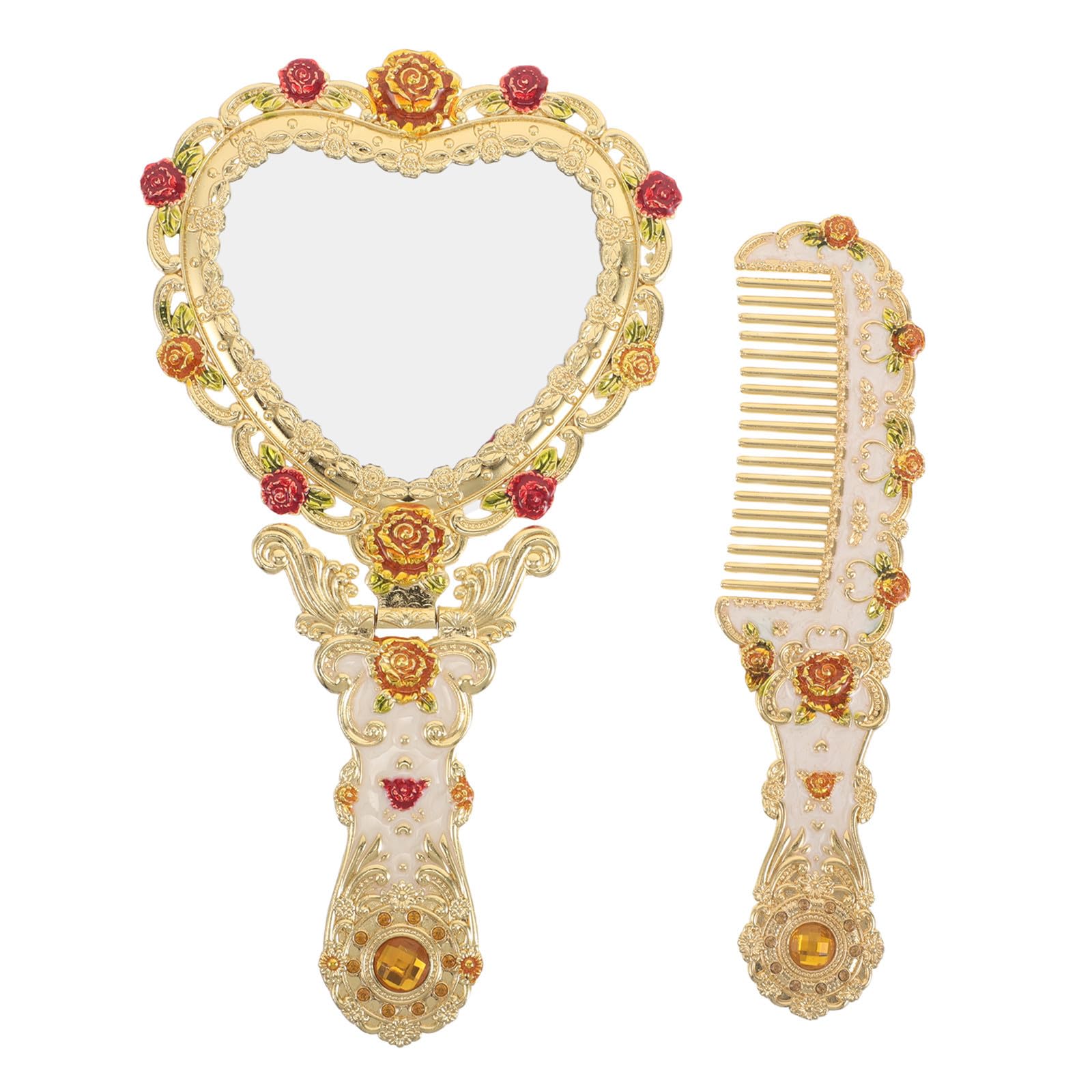 Miroir de maquillage vintage pliable en métal doré haute précision
