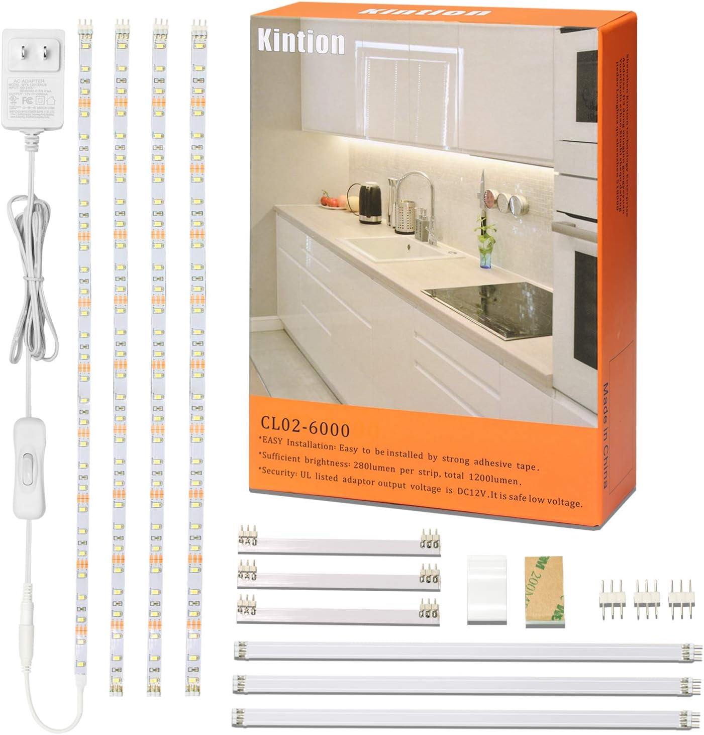Kintion LED Under Lighting Kit, 6.6ft White LED Strip Lights