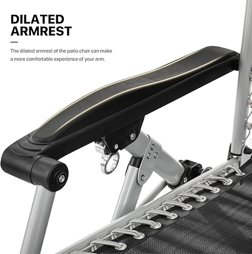 Miniatura 11 de MoNiBloom Silla reforzada de gravedad cero, tumbona plegable para piscina y playa, tumbona de bronceado portátil con cojín, reposacabezas y bandeja