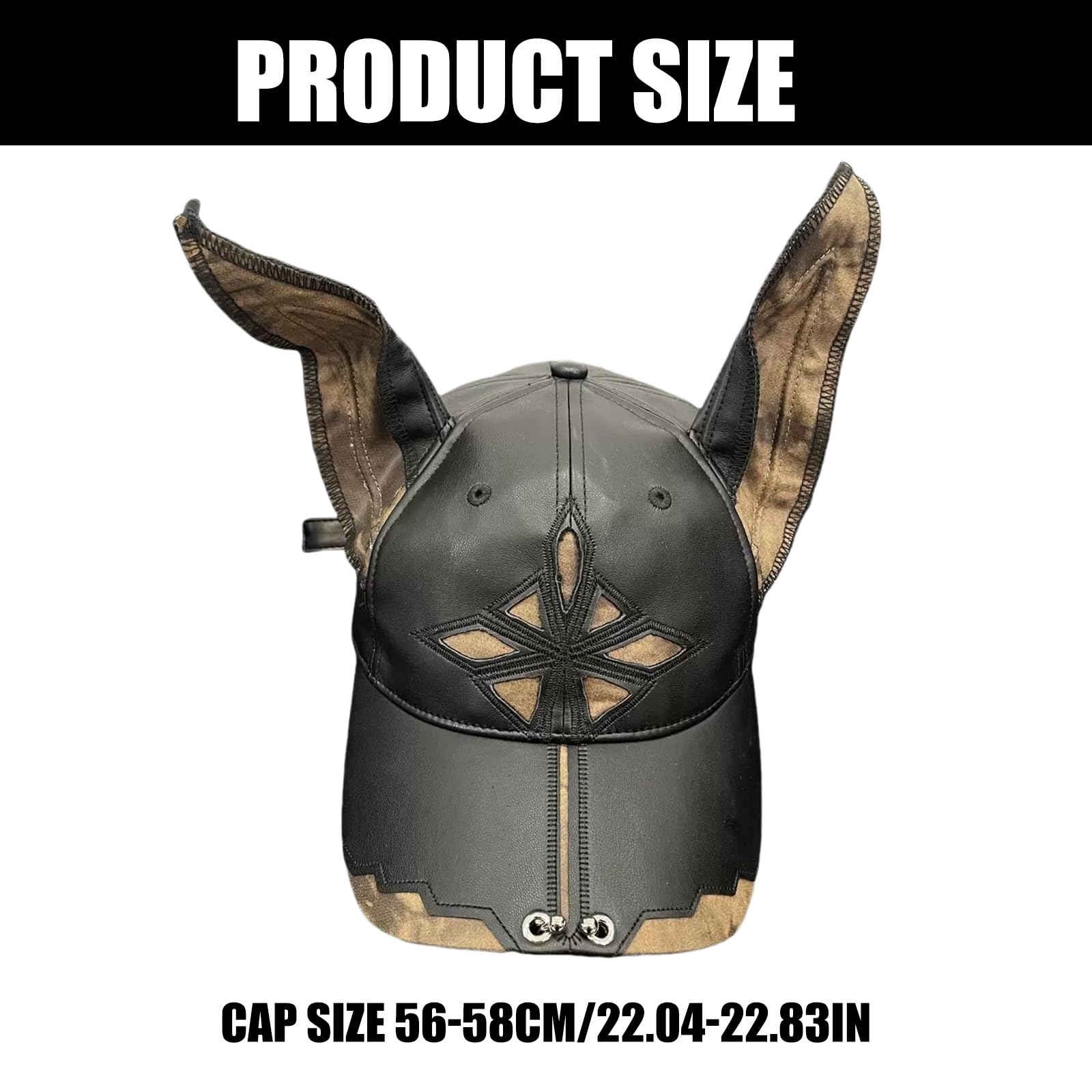 Cappello da baseball con orecchie di cane anni 2000 per donne uomini cappello in pelle PU distopico sottoculture streetwear hiphop festa quotidiana copricapo orecchio cane baseball