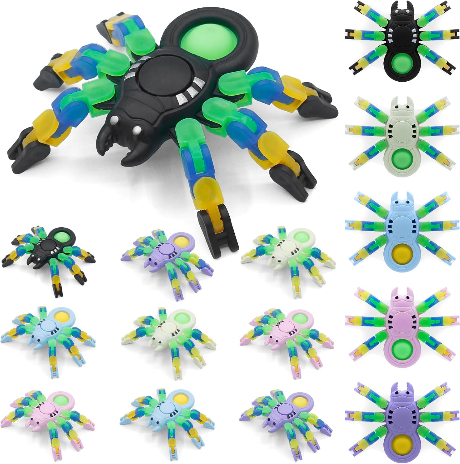 Halloween Spider Transformable Fidget Toys - Halloween Party Favors Bulk for Kids and Adults, Glow in The Dark, Halloween Treat Bags Gifts, Pop Sensory Fidget Toys & Home Party Decor-15PCS