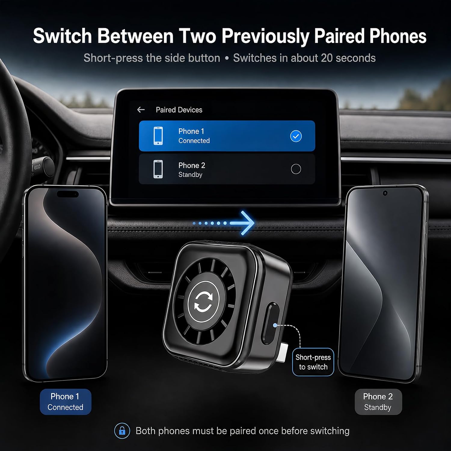 Wireless CarPlay Adapter for Factory Wired CarPlay and Android Auto