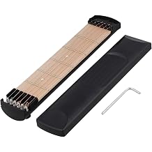 Mxfans Pocket Guitar Practice Neck 6 Fret Portable Left Hand Pocket Guitar Practice Tool for Beginner Black