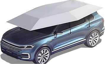 Folding Car Awning, Portable Car Umbrella Tent Cover, Fully Automatic Car Umbrella, with Remote Control for Sun and Rain, Easy Setup, for Outdoor,Silver-4.2m
