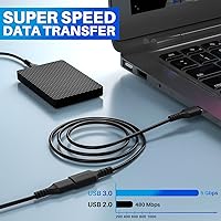 Vista 5 de 3 Pack USB 3.0 Extension Cable 10 Feet, USB A Male to Female Extender Cord, 5Gbps Data Transfer for Webcam, Printer, Keyboard, Mouse, Flash Drive