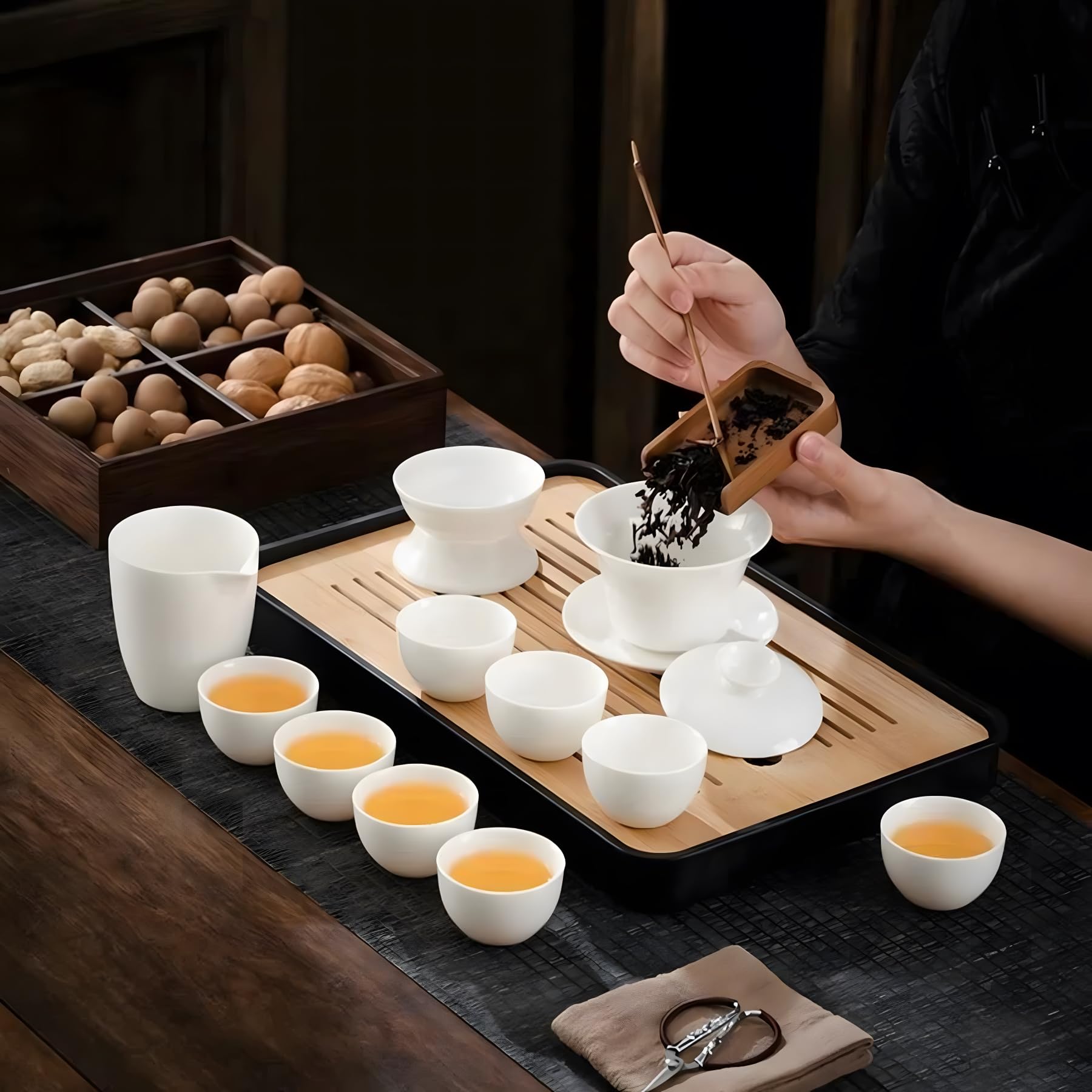 Amazon.co.jp: ICHAG Gongfuティーセット|羊玉脂茶具|ホワイトジェイド