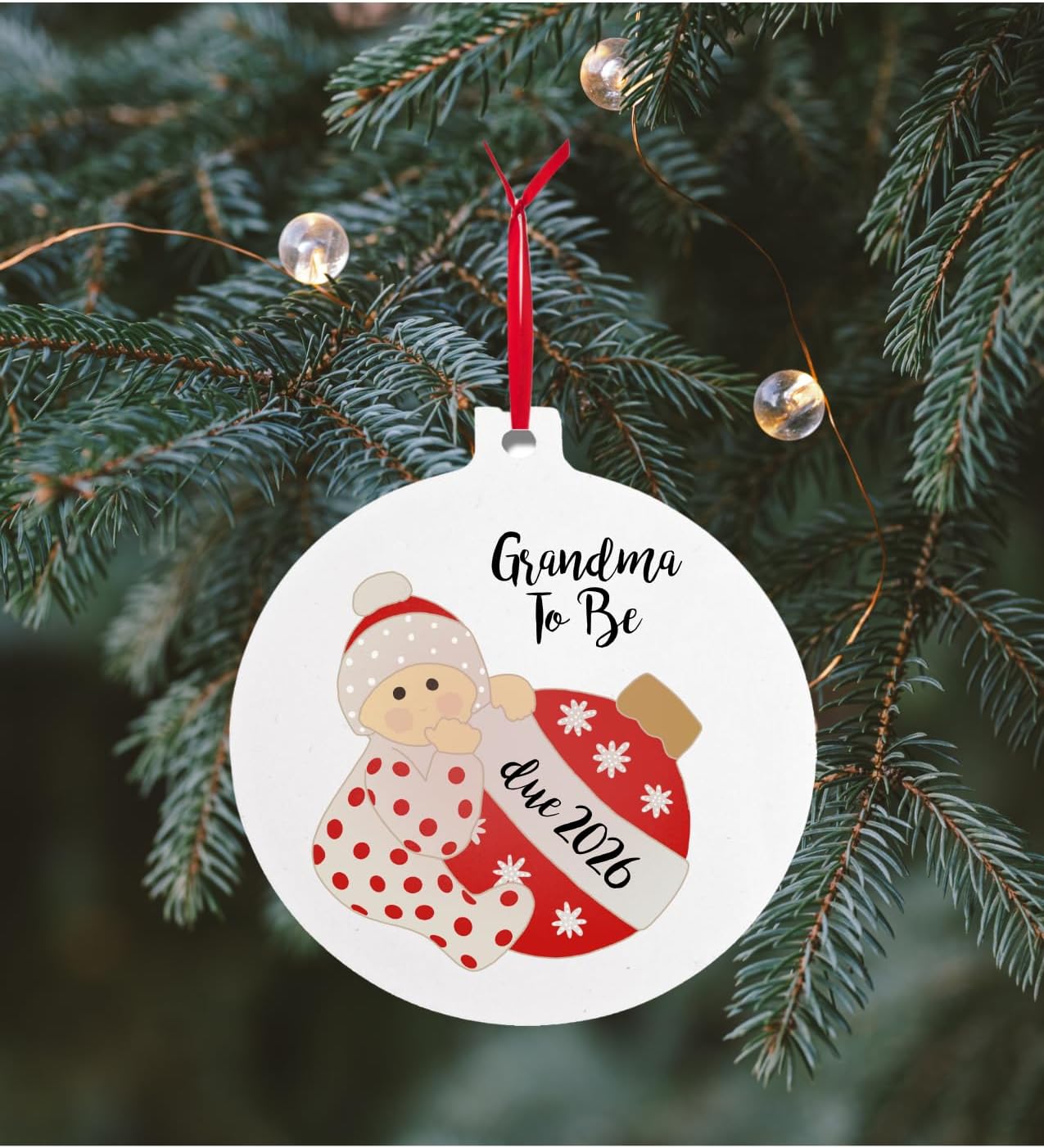 Grandparents to Be 2026 Ornament/Christmas/Baby Announcement/Expecting/Due Date/Pregnancy Announcement/Gift - Printed on Round 3 Inch Aluminum Ornament (Grandma to Be 2026)