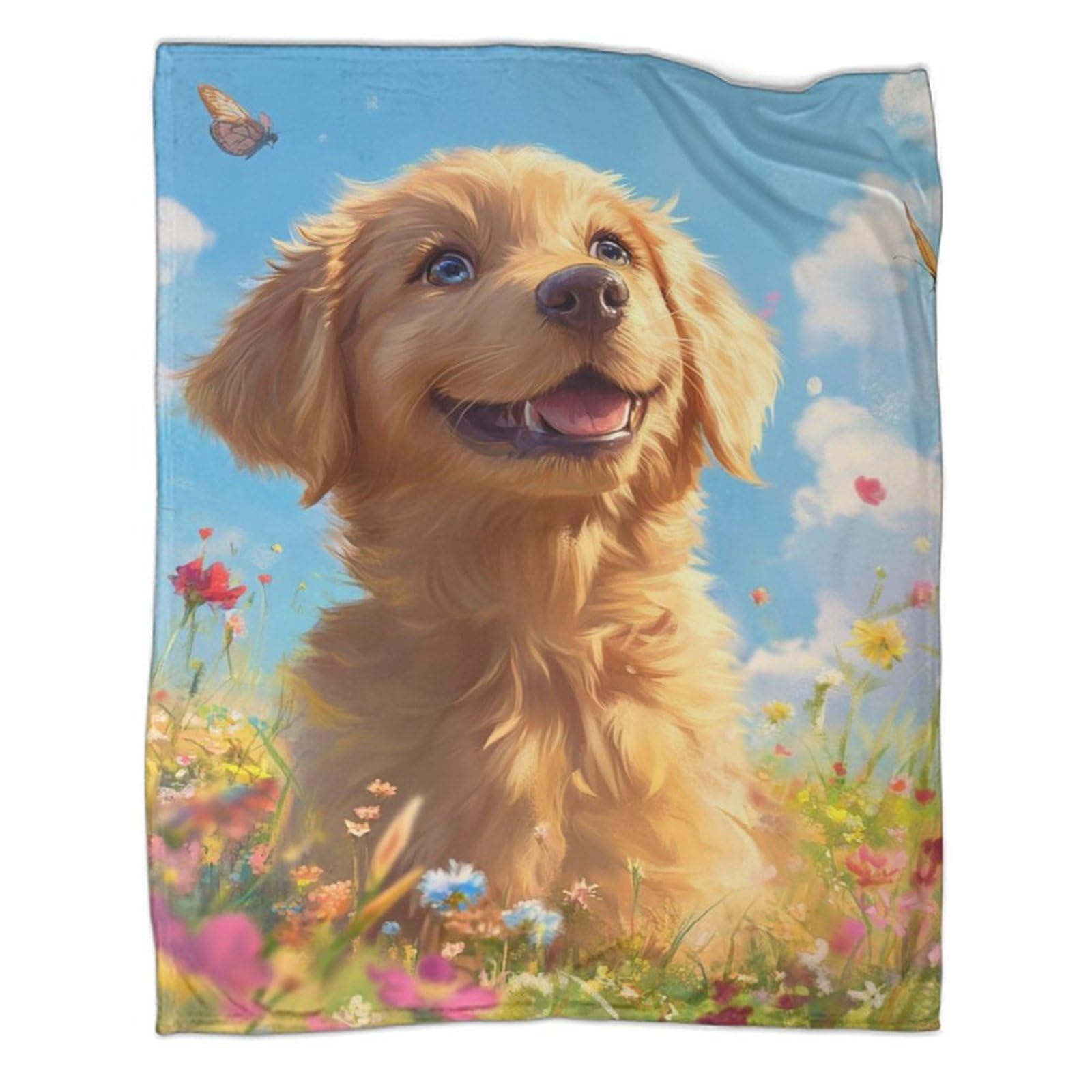 Couverture polaire motif Golden Retriever 3D, le cadeau parfait pour les amoureux des chiens