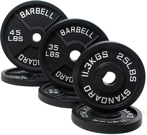 Miniatura 8 de BalanceFrom Placa olímpica de hierro fundido de 2 pulgadas para entrenamiento de fuerza, levantamiento de pesas y crossfit, varios paquetes Estilo