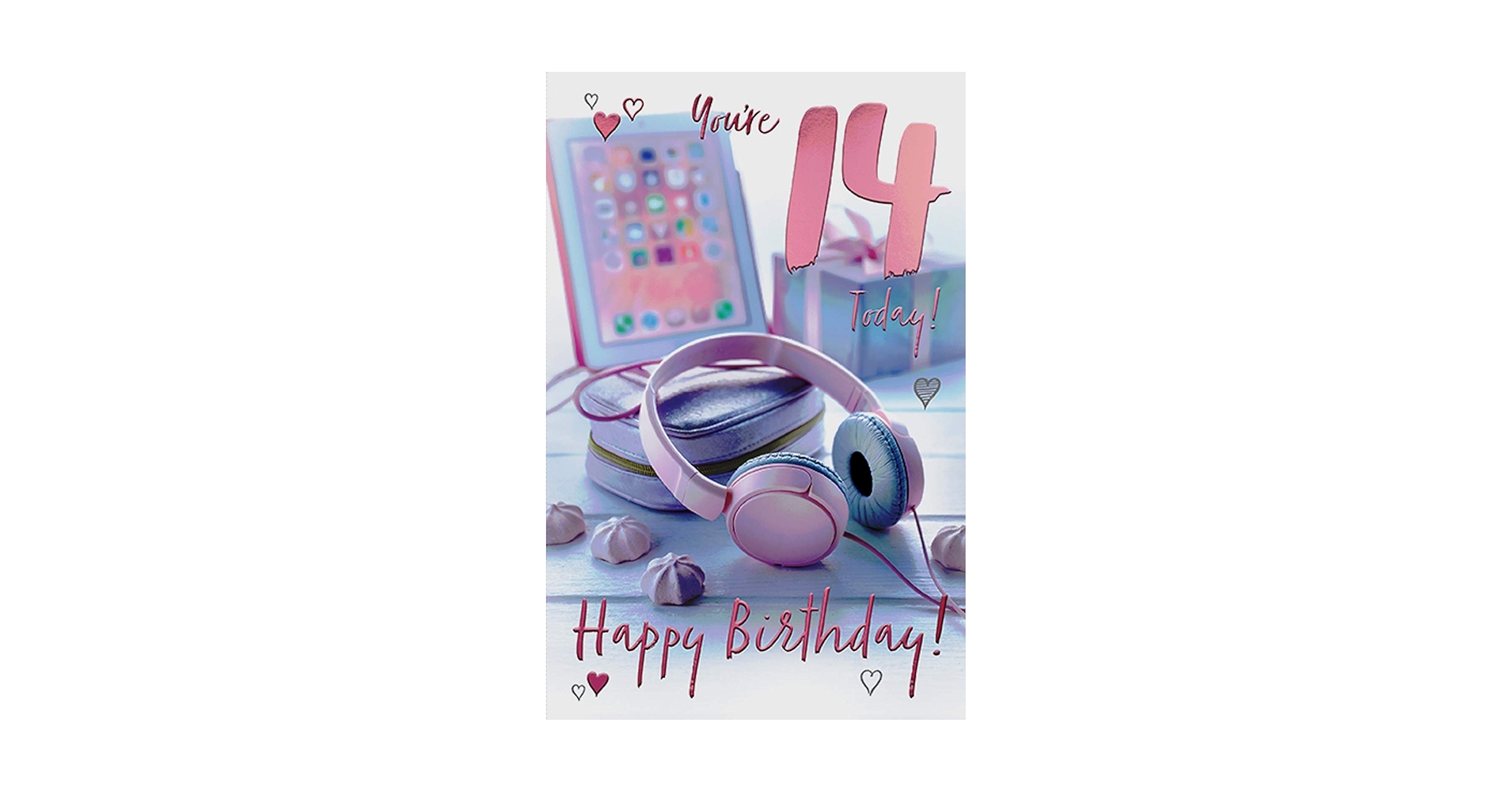 Happy Birthday Greeting Card - 14 Year Old Girl - Cute Pink
