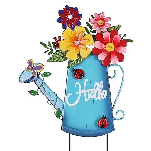 hogardeck Garden Decor for Outside, Metal Watering Can Decorative Garden