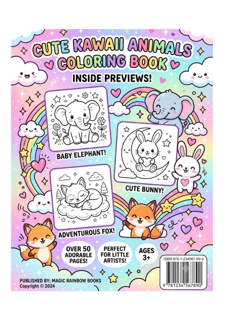 Cute Kawaii Animals Coloring Book