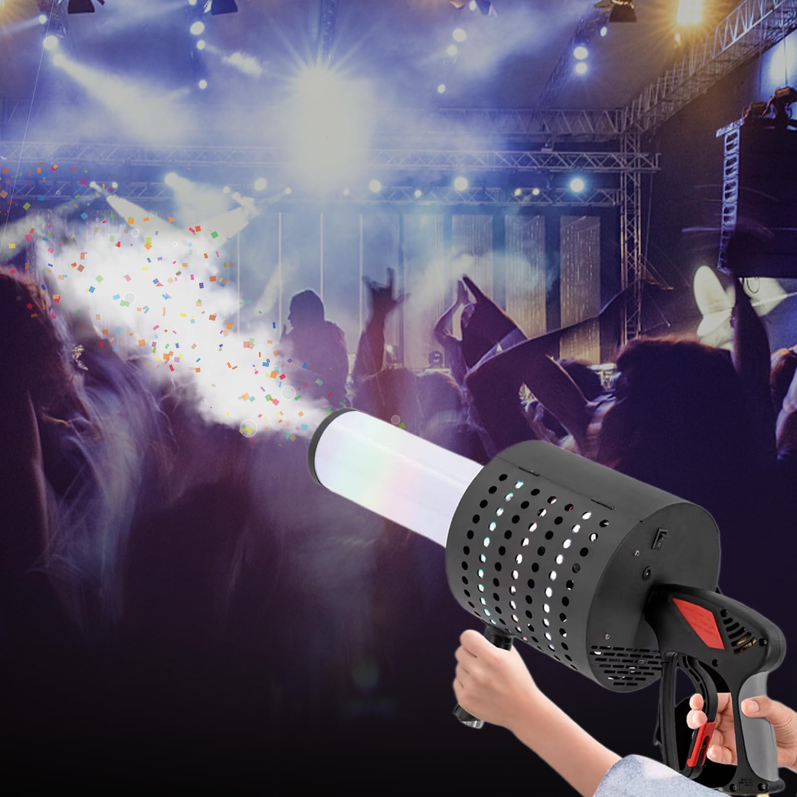 LED CO₂ Konfettimaschine Handgeführte Maschine für Party Hochzeit Bühne Konzerte Theater - Akku Nebelmaschine, Event Konfetti Werfer