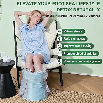 Ionic Foot Bath Detox Machine, Portable Complete Spa Kit, Foldable Basin