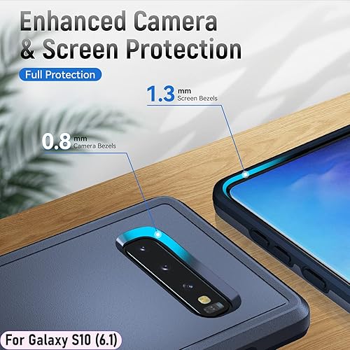 Miniatura 8 de LMDAMZ Funda híbrida de doble capa para Galaxy S10 de 6.1 pulgadas, resistente a los golpes, resistente a los golpes, con 1 soporte magnético para