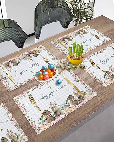 Vista 469 de Juego de 6 manteles individuales rojos para el día de San Valentín, diseño de corazón de San Valentín, resistentes al calor, lavables, manteles