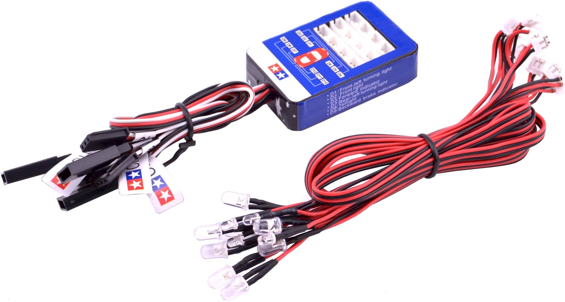 12 RC Car LED Lighting Kit Steering Brake Simulation Flash Light for 1/10 Scale Models Yokomo Tamiya HSP HPI AXIAL RC4WD Traxxas